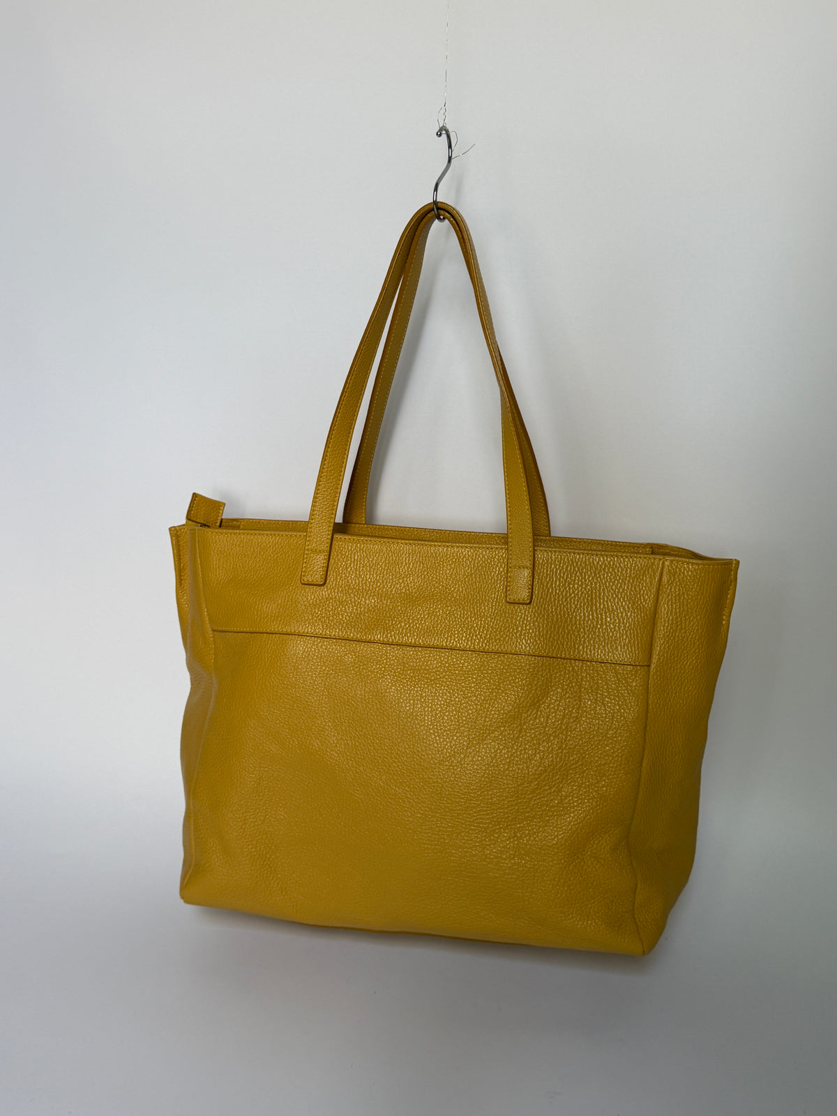 Mustard Yellow Leather Oversized Tote Bag