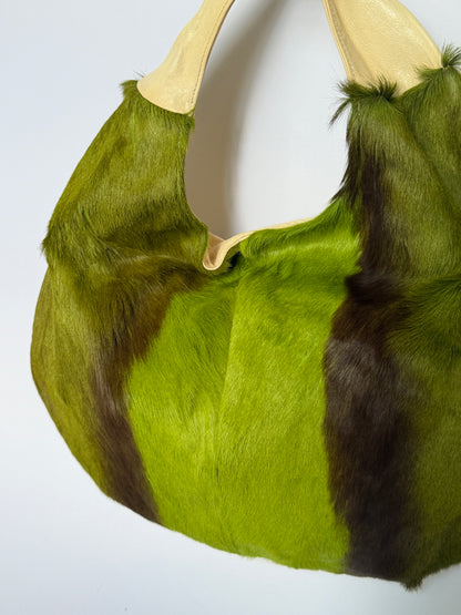 Lime Green Calf Hair Hobo Bag