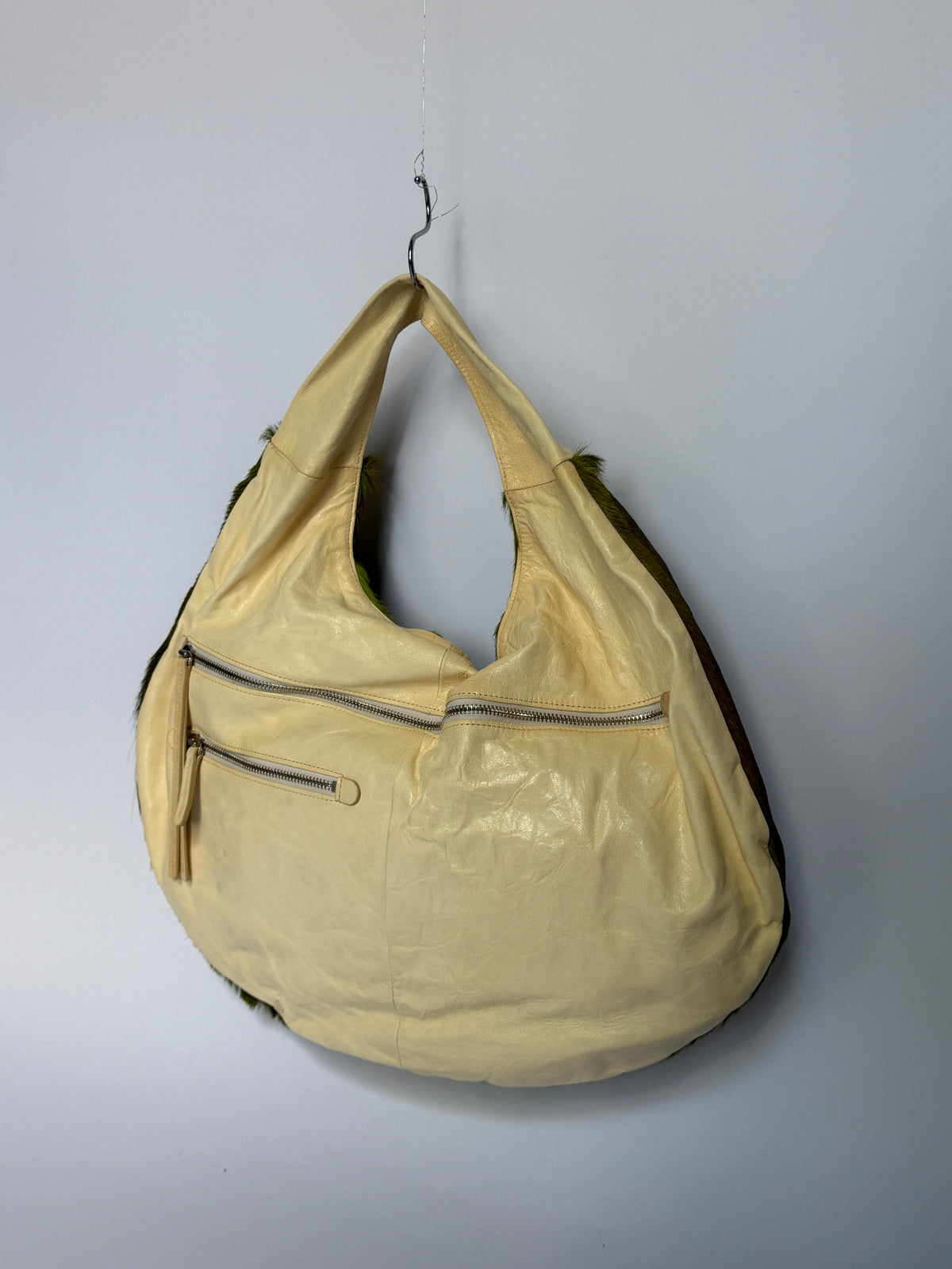 Lime Green Calf Hair Hobo Bag