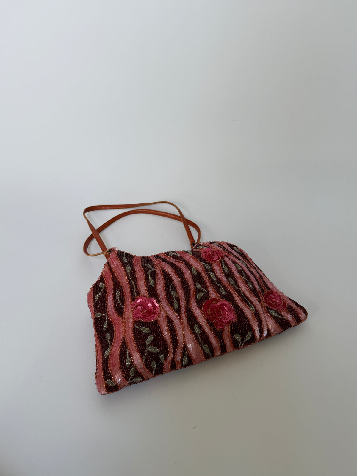 Floral Beaded Sequin Shoulder Bag