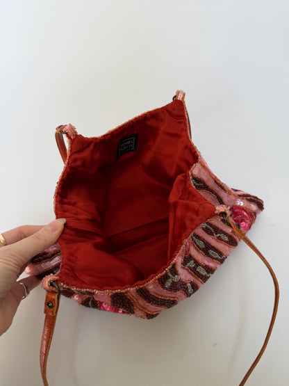 Floral Beaded Sequin Shoulder Bag