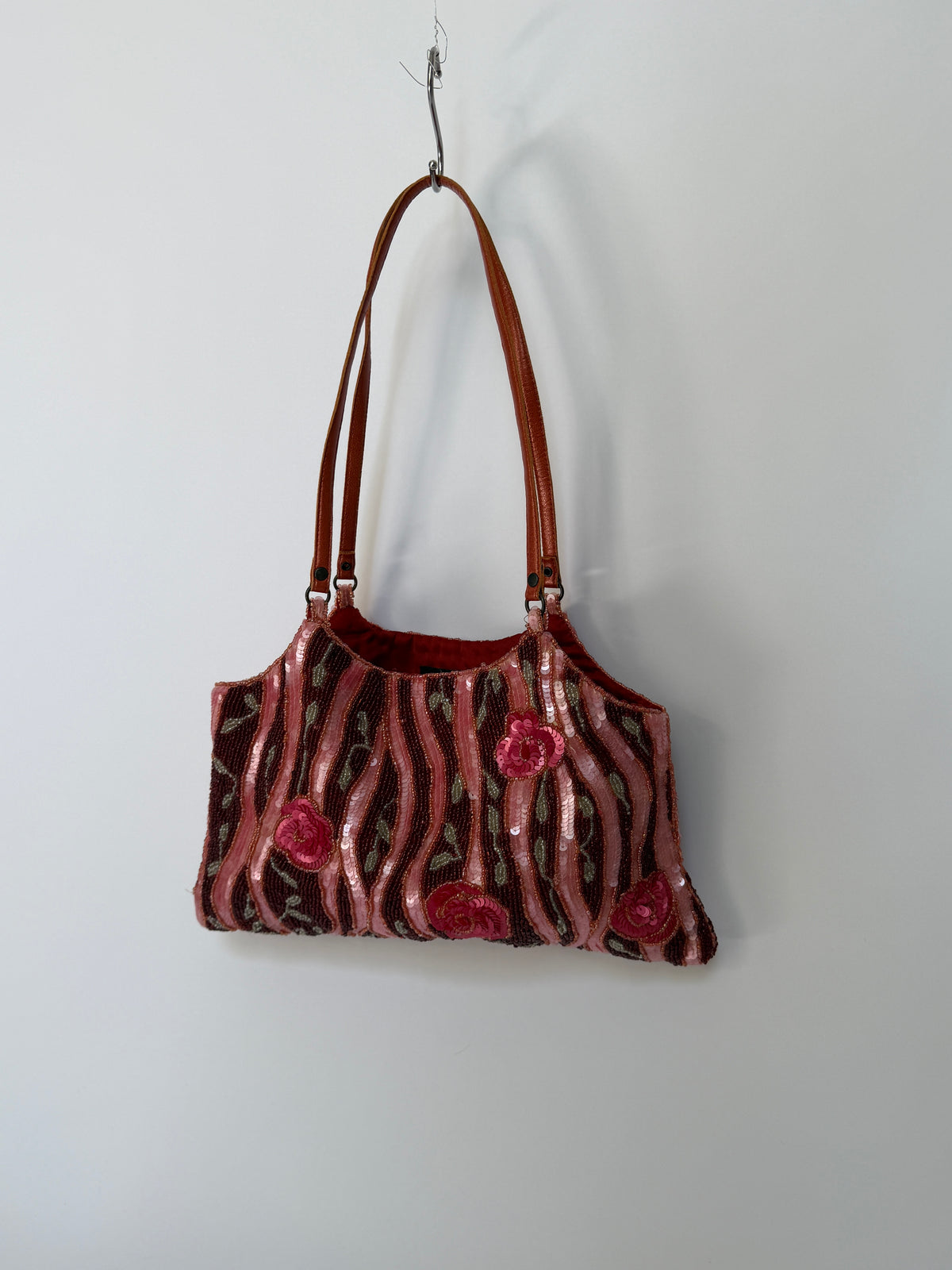 Floral Beaded Sequin Shoulder Bag