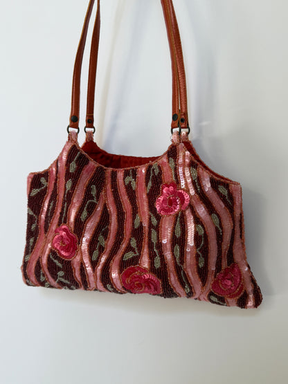 Floral Beaded Sequin Shoulder Bag