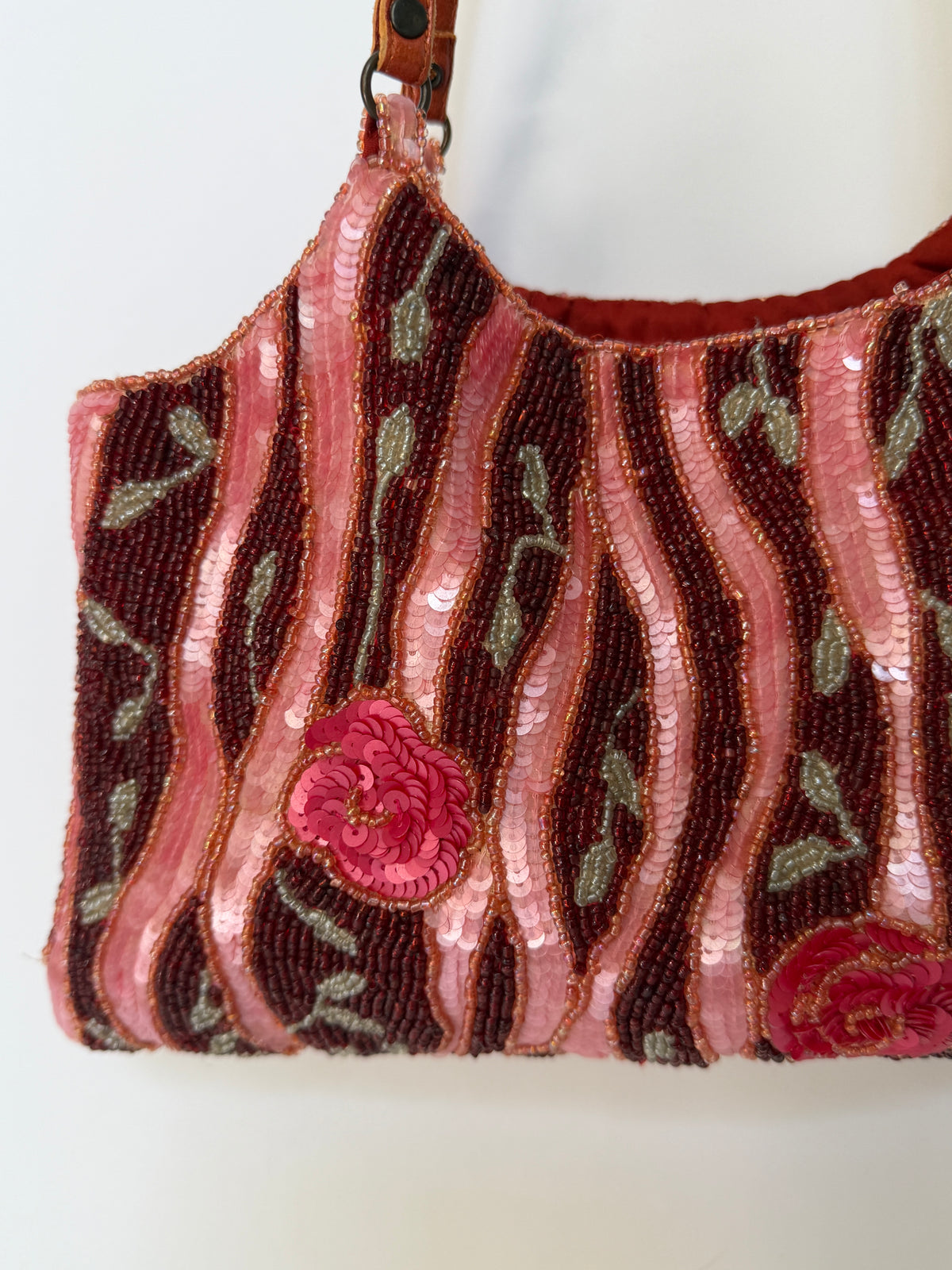 Floral Beaded Sequin Shoulder Bag