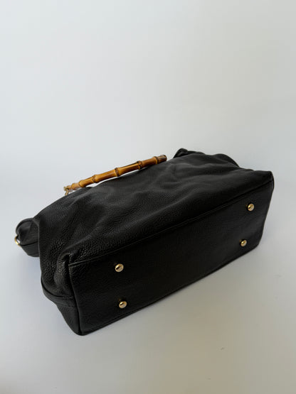 Buttery Soft Leather Slouchy Tote with Bamboo Handles