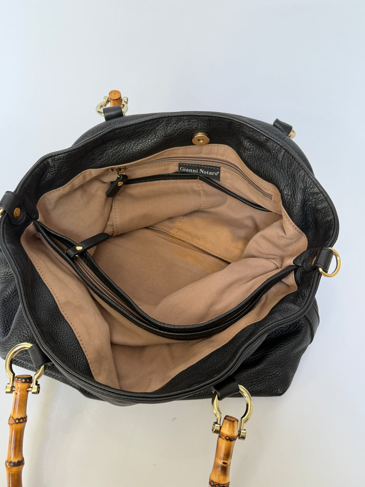 Buttery Soft Leather Slouchy Tote with Bamboo Handles