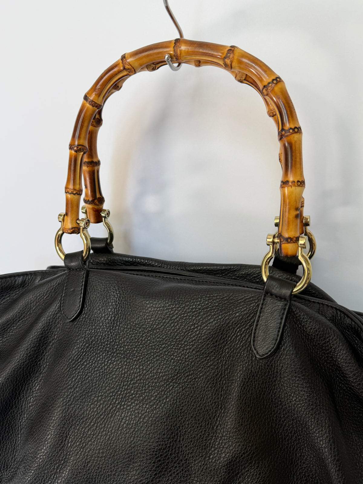 Buttery Soft Leather Slouchy Tote with Bamboo Handles