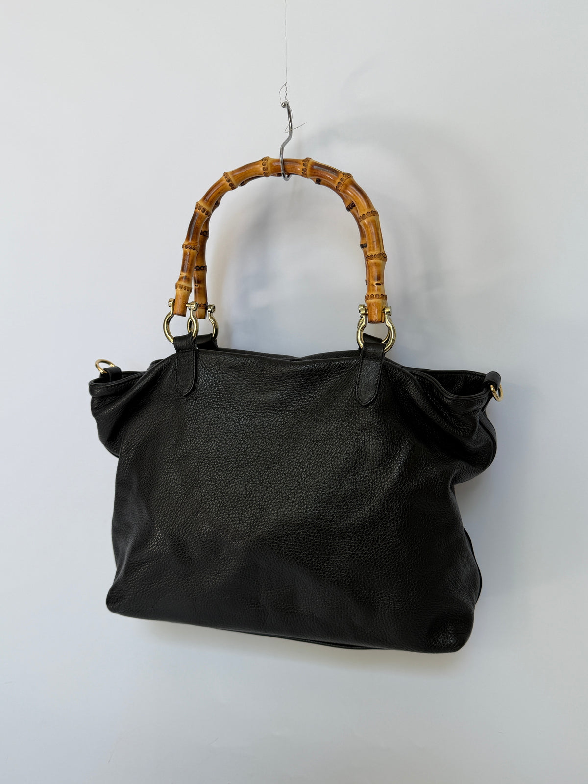 Buttery Soft Leather Slouchy Tote with Bamboo Handles