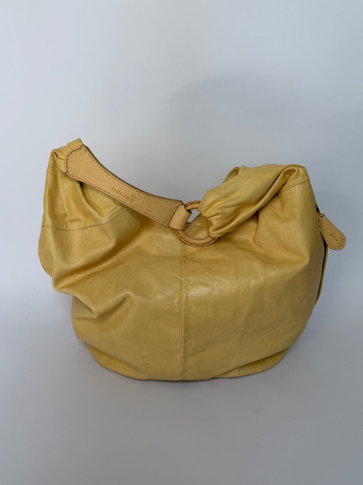 Yellow Slouchy Leather Hobo Bag — Made in Japan