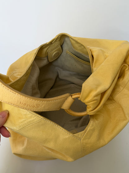 Yellow Slouchy Leather Hobo Bag — Made in Japan
