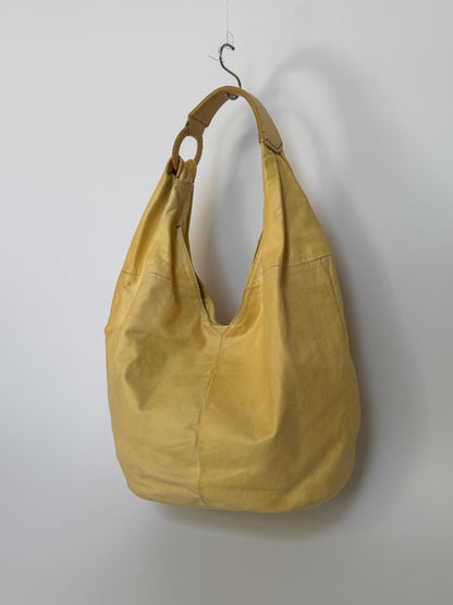 Yellow Slouchy Leather Hobo Bag — Made in Japan