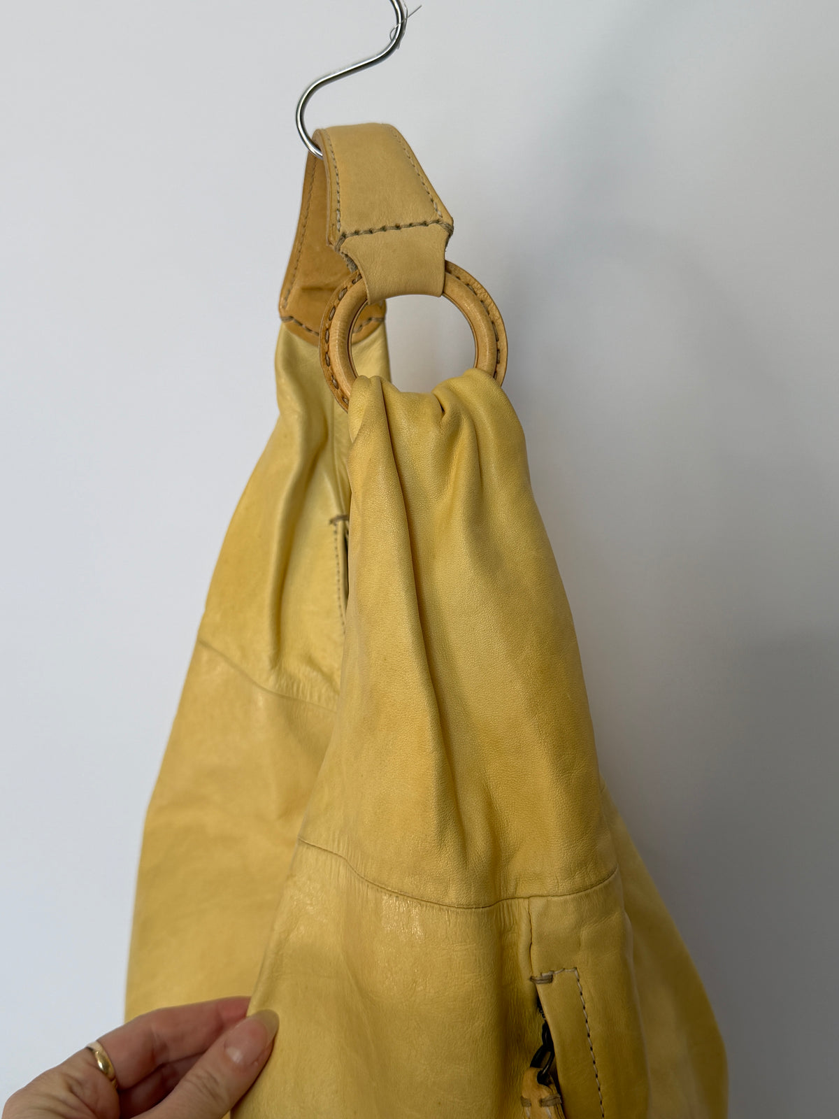 Yellow Slouchy Leather Hobo Bag — Made in Japan