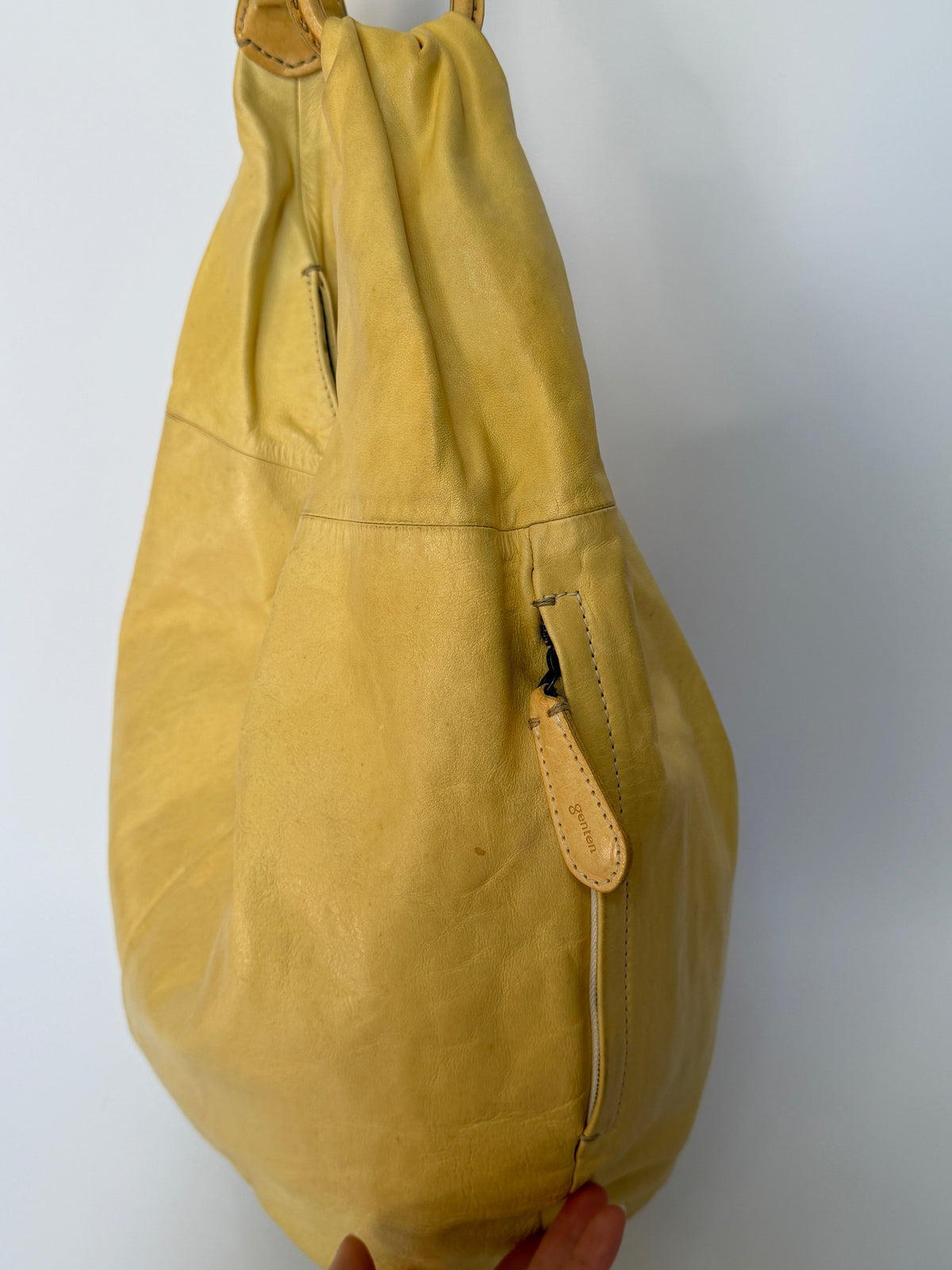 Yellow Slouchy Leather Hobo Bag — Made in Japan