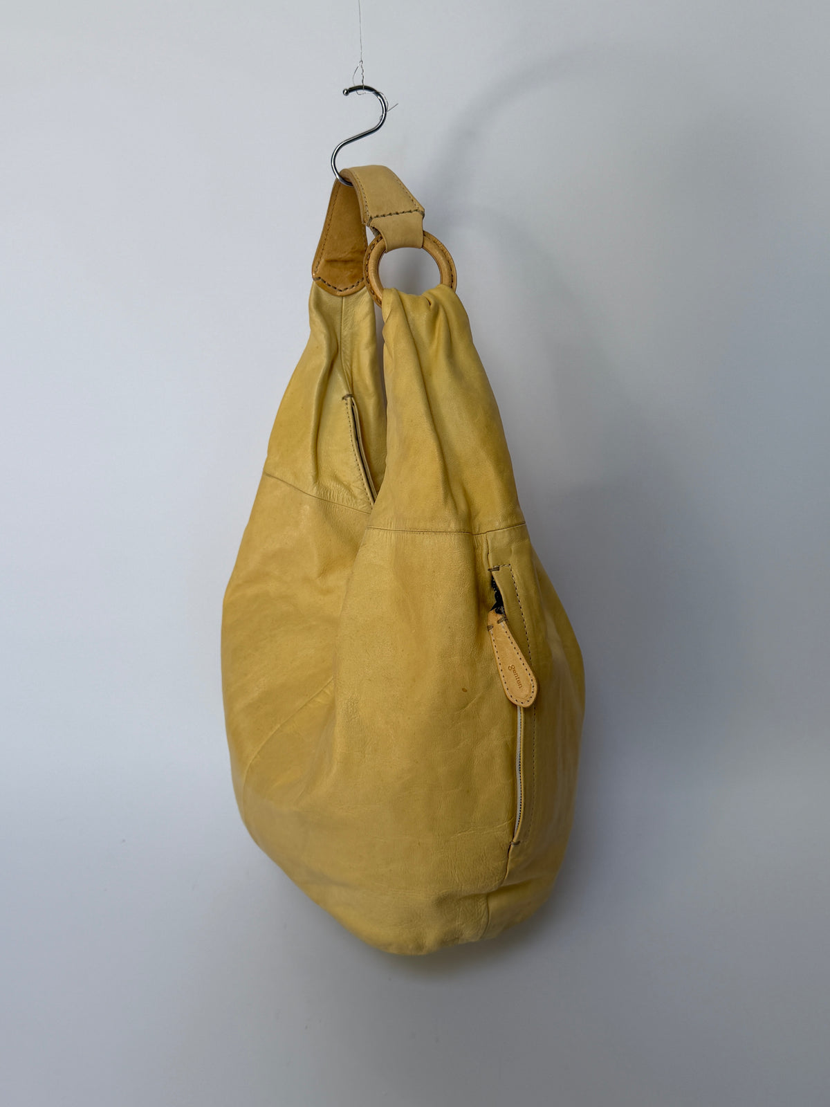 Yellow Slouchy Leather Hobo Bag — Made in Japan