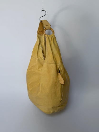 Yellow Slouchy Leather Hobo Bag — Made in Japan