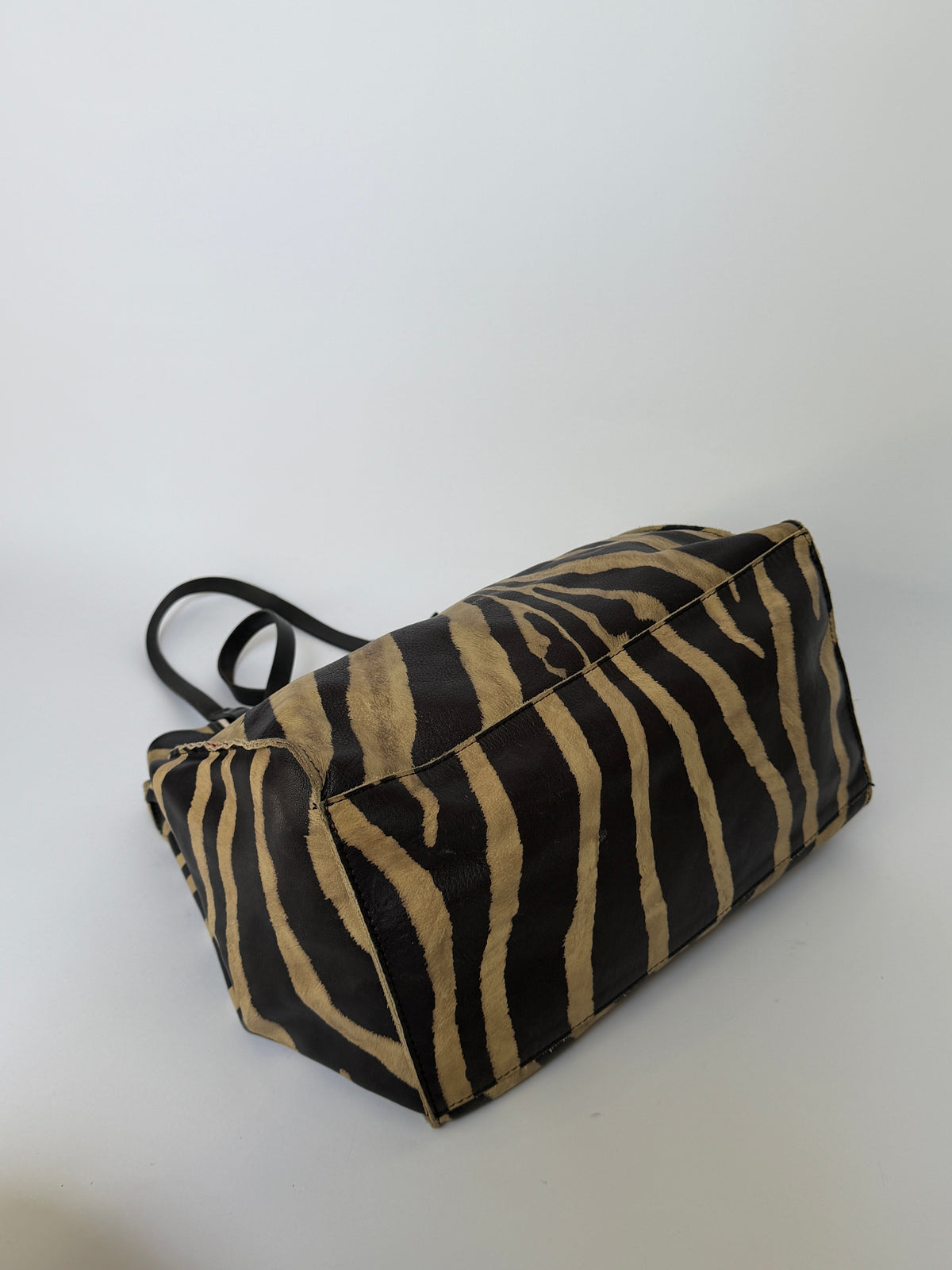 Furla Zebra Print Calf Hair & Leather Tote with Red Lining