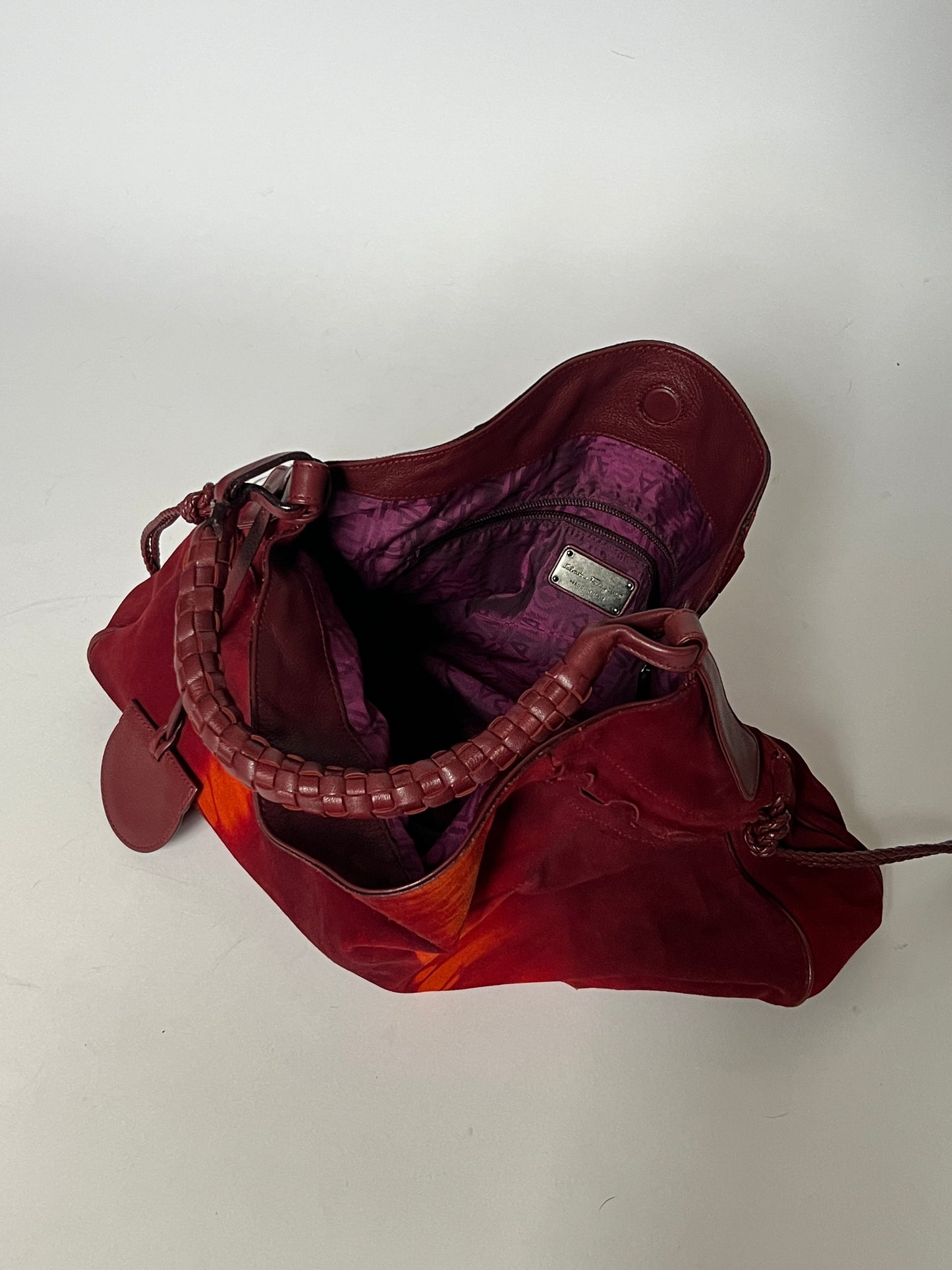 Ferragamo Tie-Dye Suede Gancini Hobo — Early 2000s