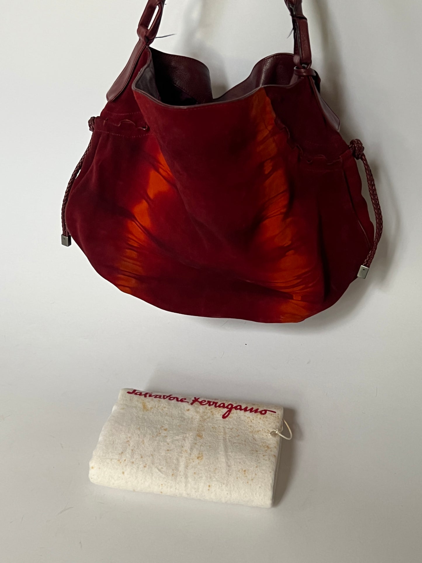 Ferragamo Tie-Dye Suede Gancini Hobo — Early 2000s