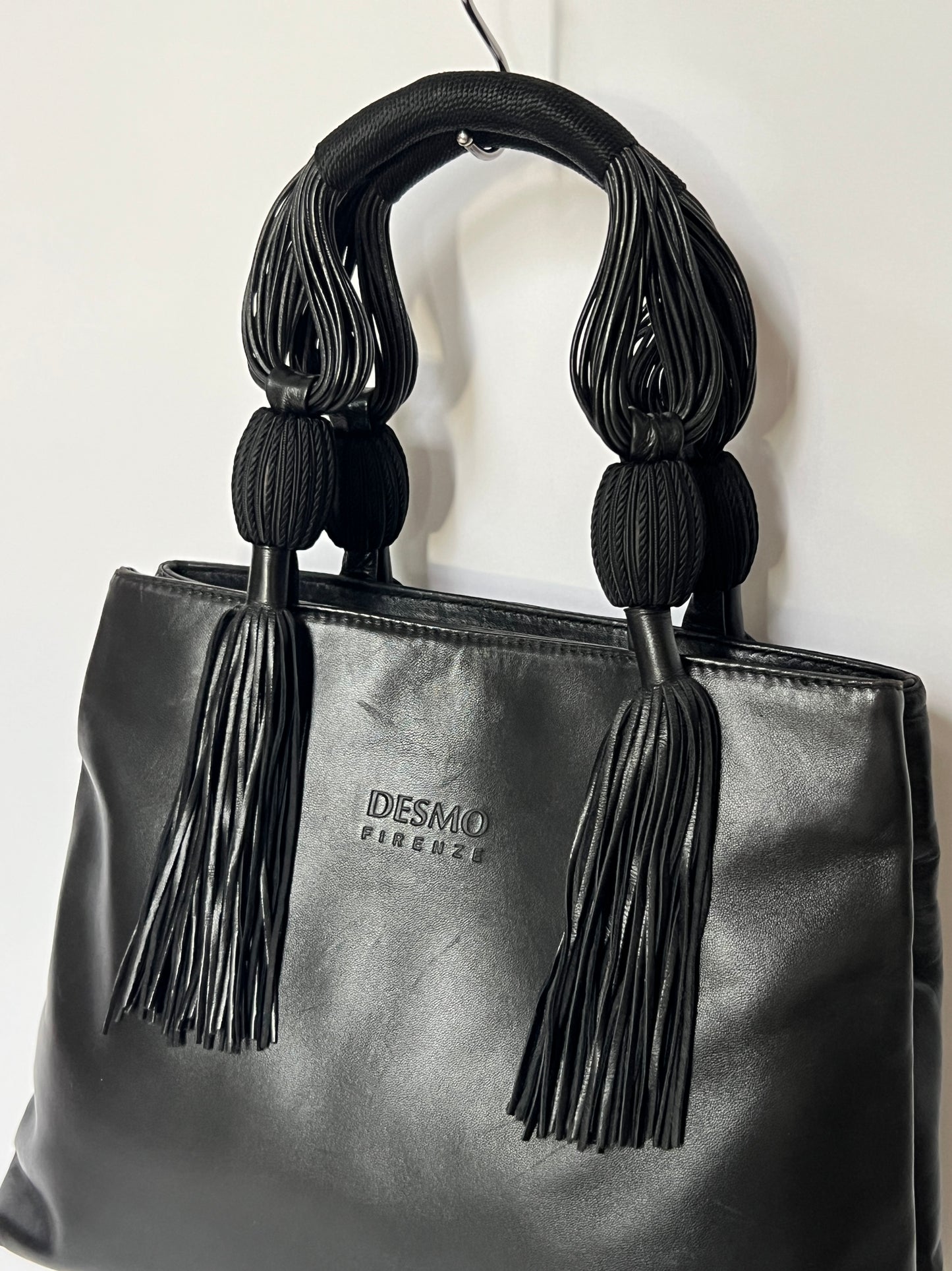 Firenze Leather Bag with Braided Tassel Handles