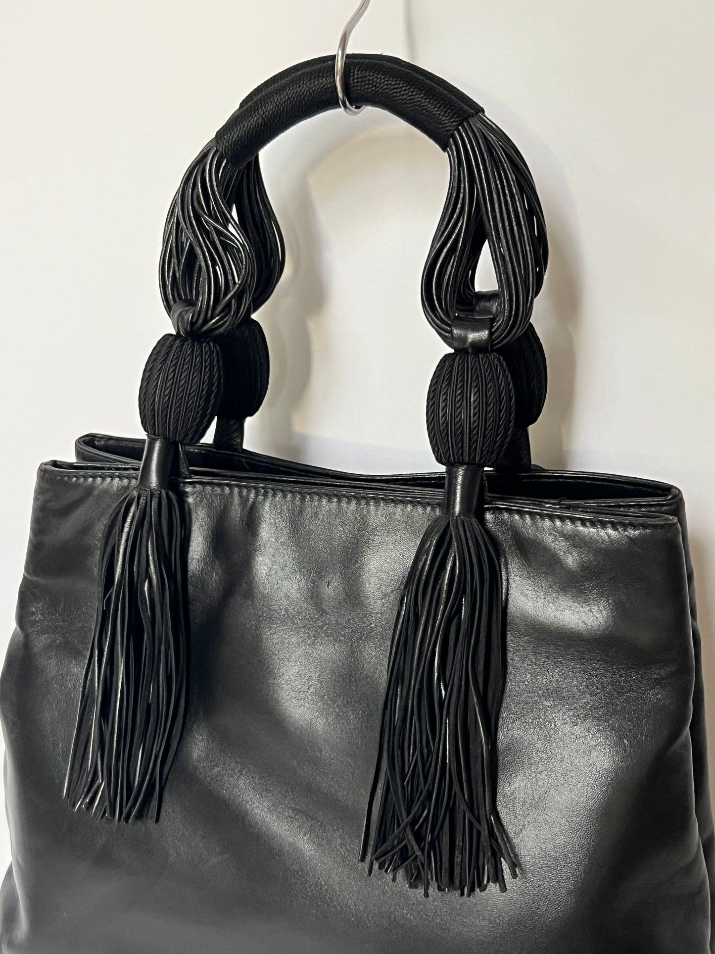 Firenze Leather Bag with Braided Tassel Handles