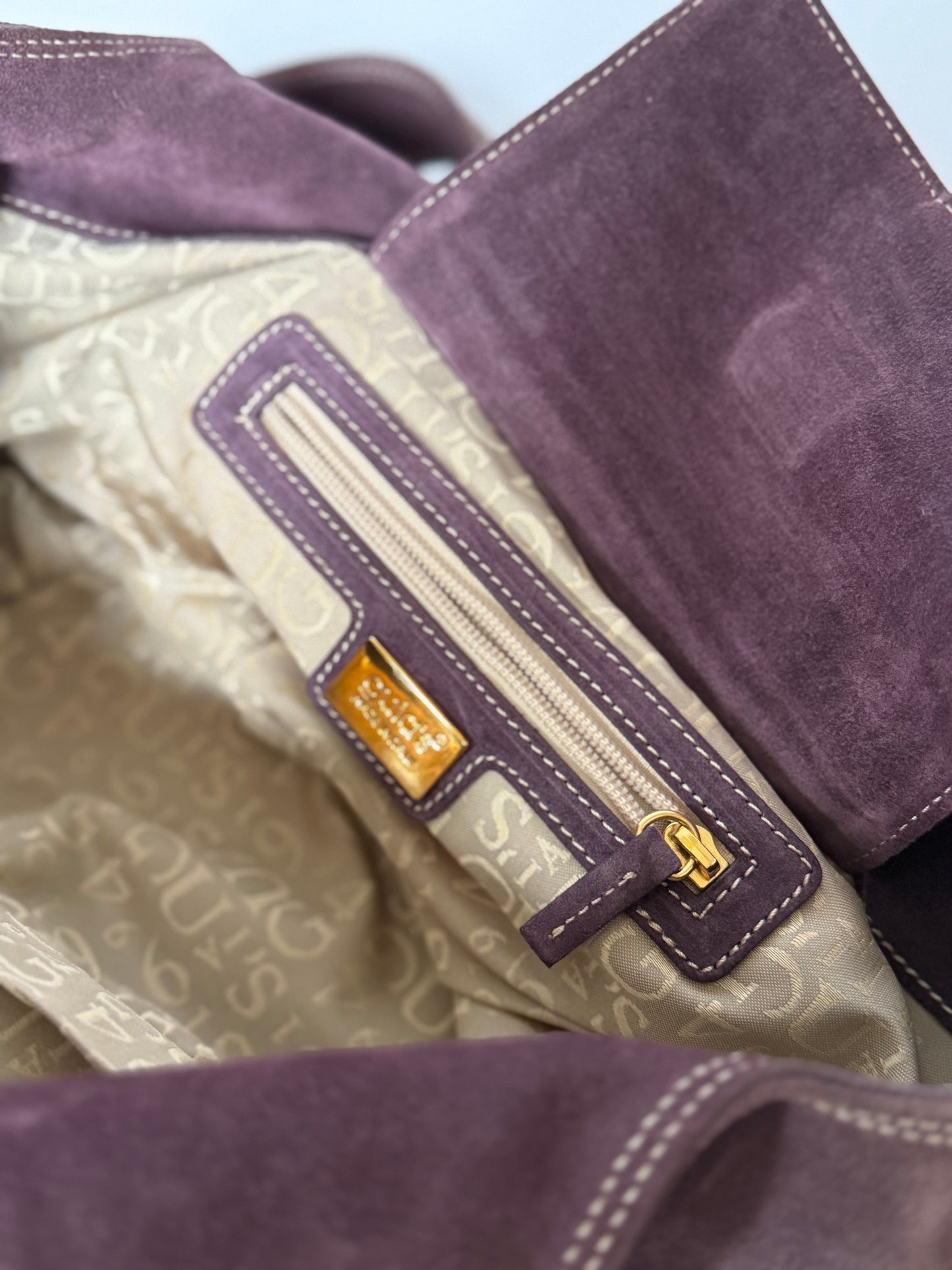 Dusty Purple Suede Fringe Hobo Bag — Made in Italy