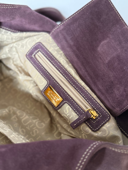 Dusty Purple Suede Fringe Hobo Bag — Made in Italy