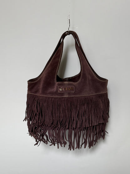 Dusty Purple Suede Fringe Hobo Bag — Made in Italy