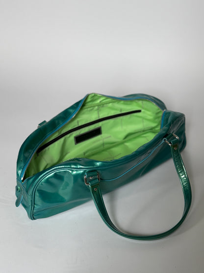 Metallic Aqua Patent Leather Bag
