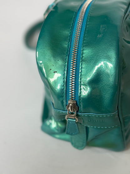 Metallic Aqua Patent Leather Bag