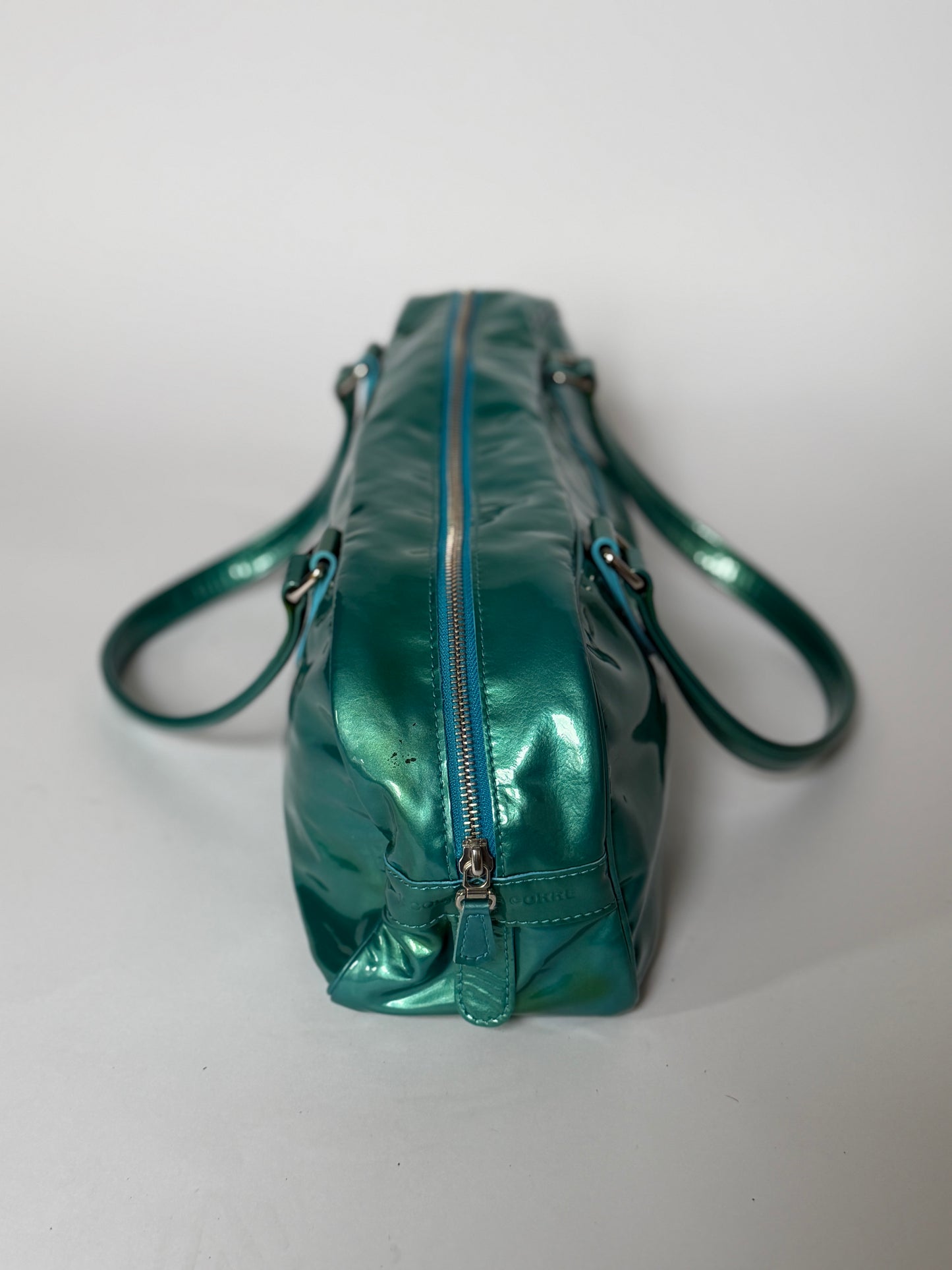 Metallic Aqua Patent Leather Bag