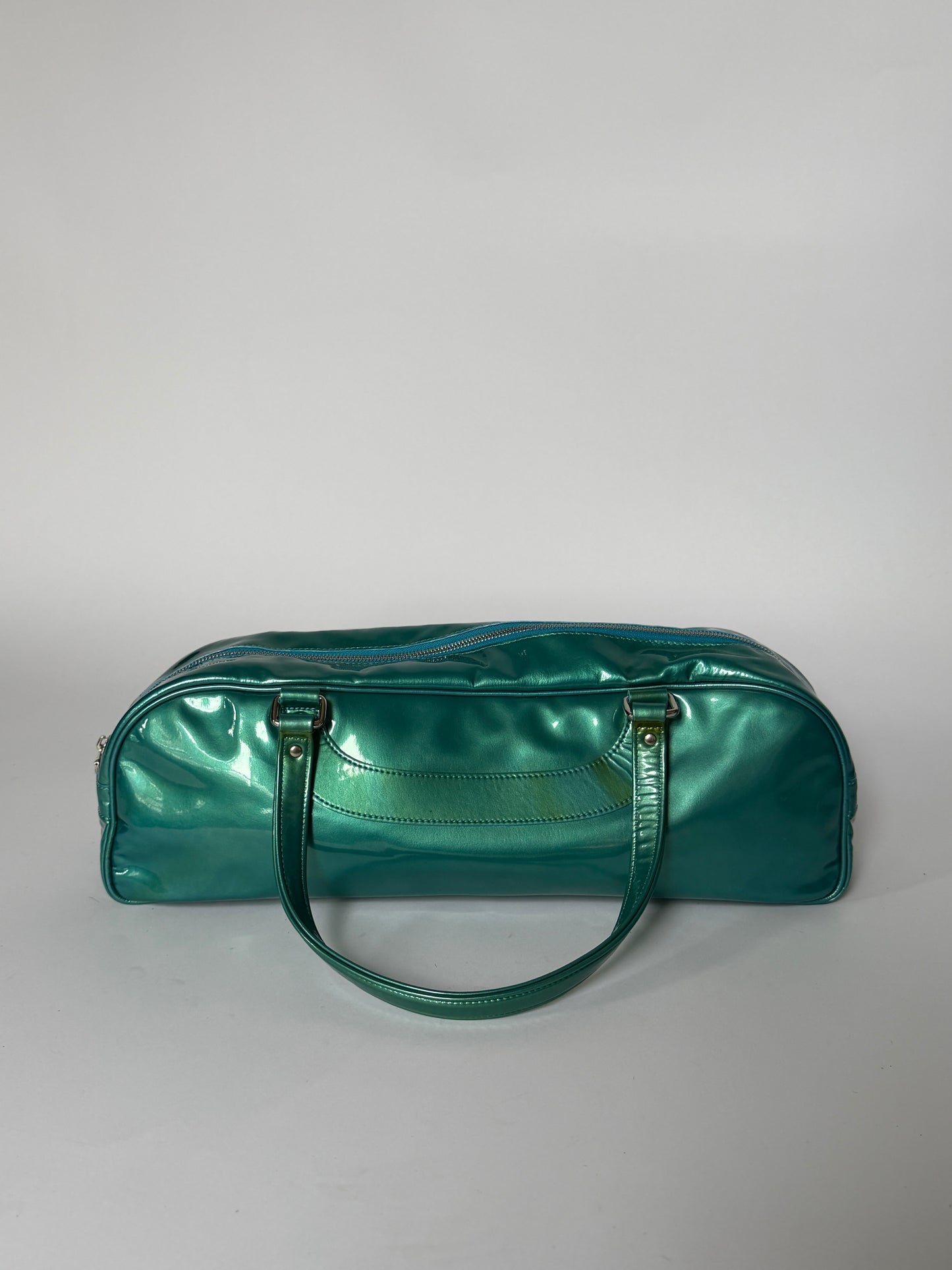 Metallic Aqua Patent Leather Bag
