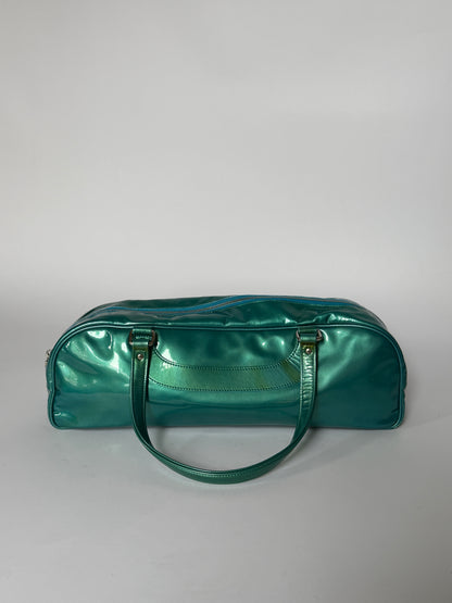 Metallic Aqua Patent Leather Bag