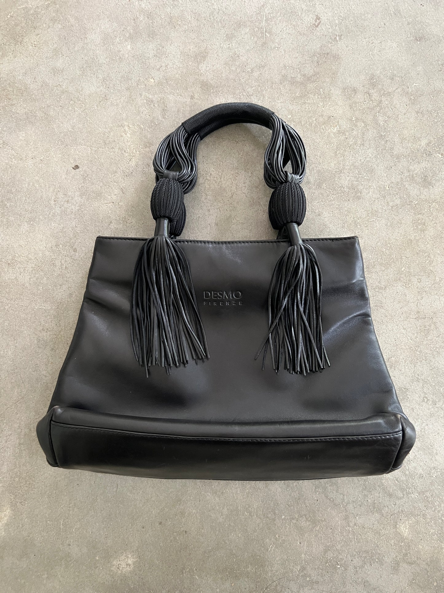 Firenze Leather Bag with Braided Tassel Handles