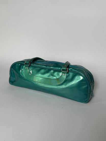Metallic Aqua Patent Leather Bag