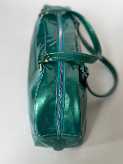 Metallic Aqua Patent Leather Bag