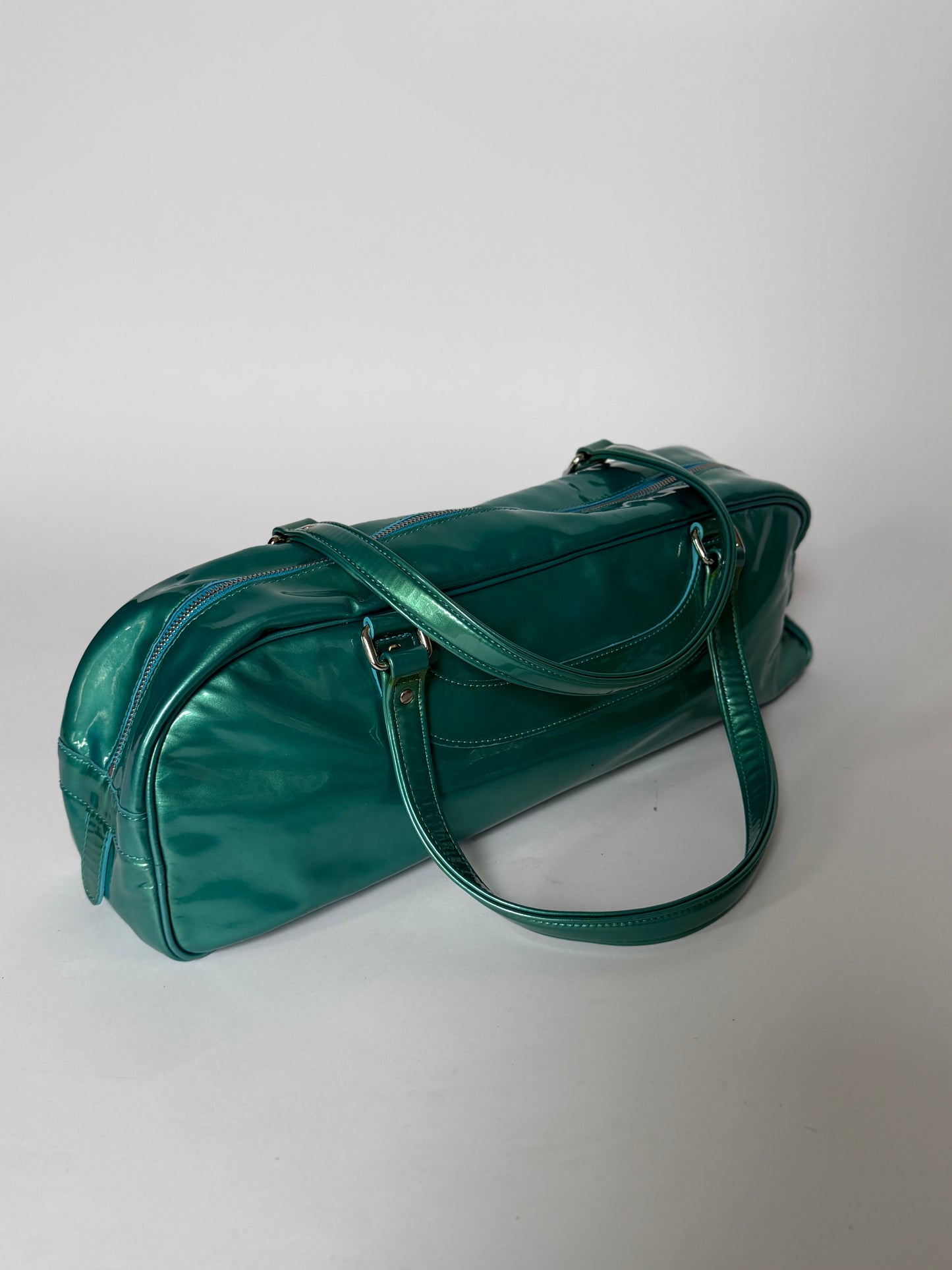 Metallic Aqua Patent Leather Bag