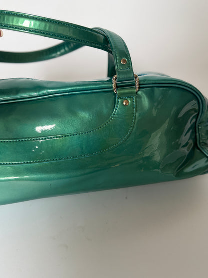 Metallic Aqua Patent Leather Bag
