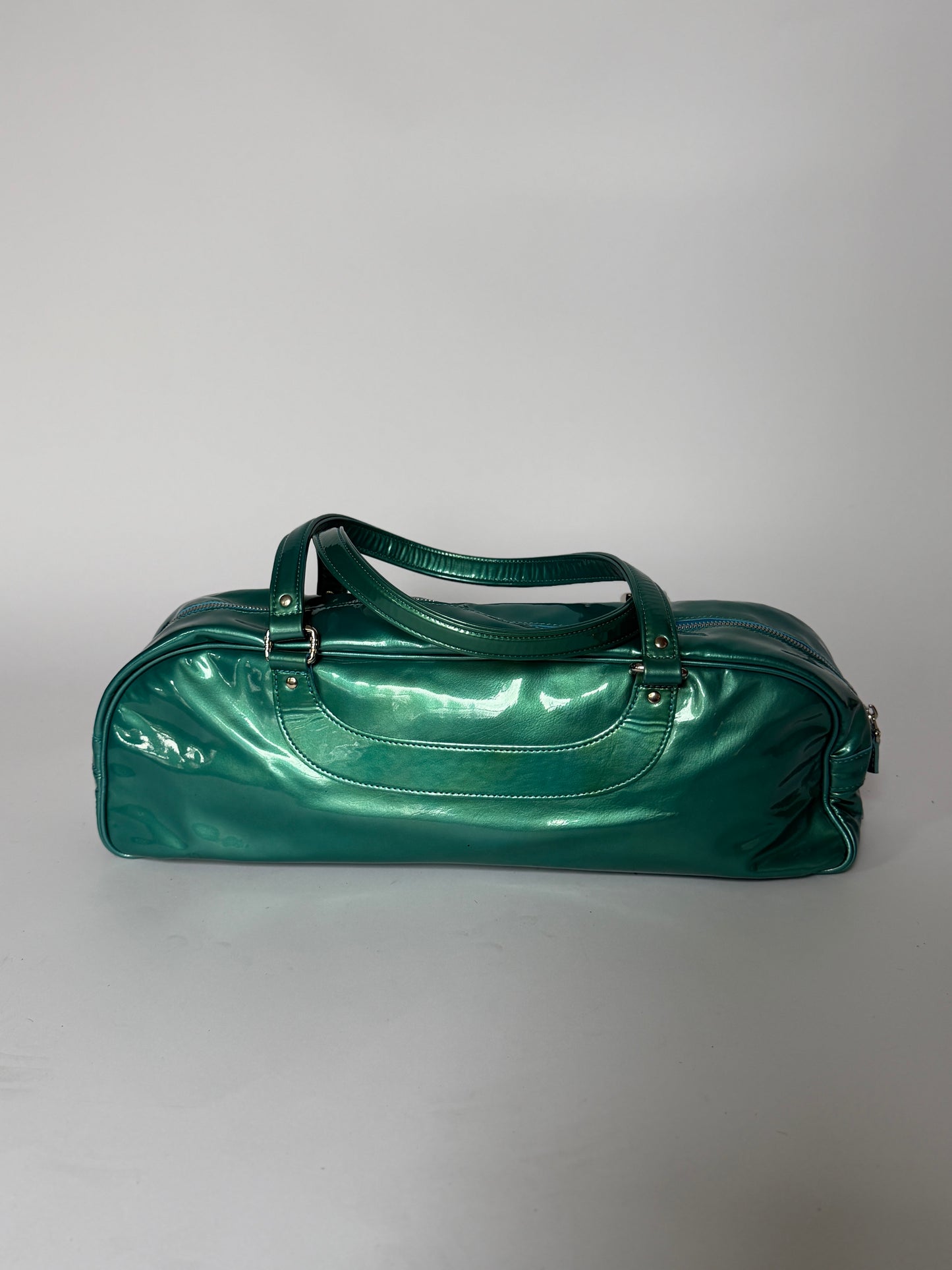 Metallic Aqua Patent Leather Bag