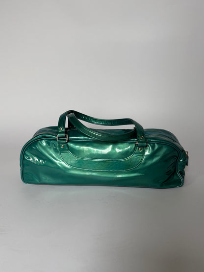 Metallic Aqua Patent Leather Bag