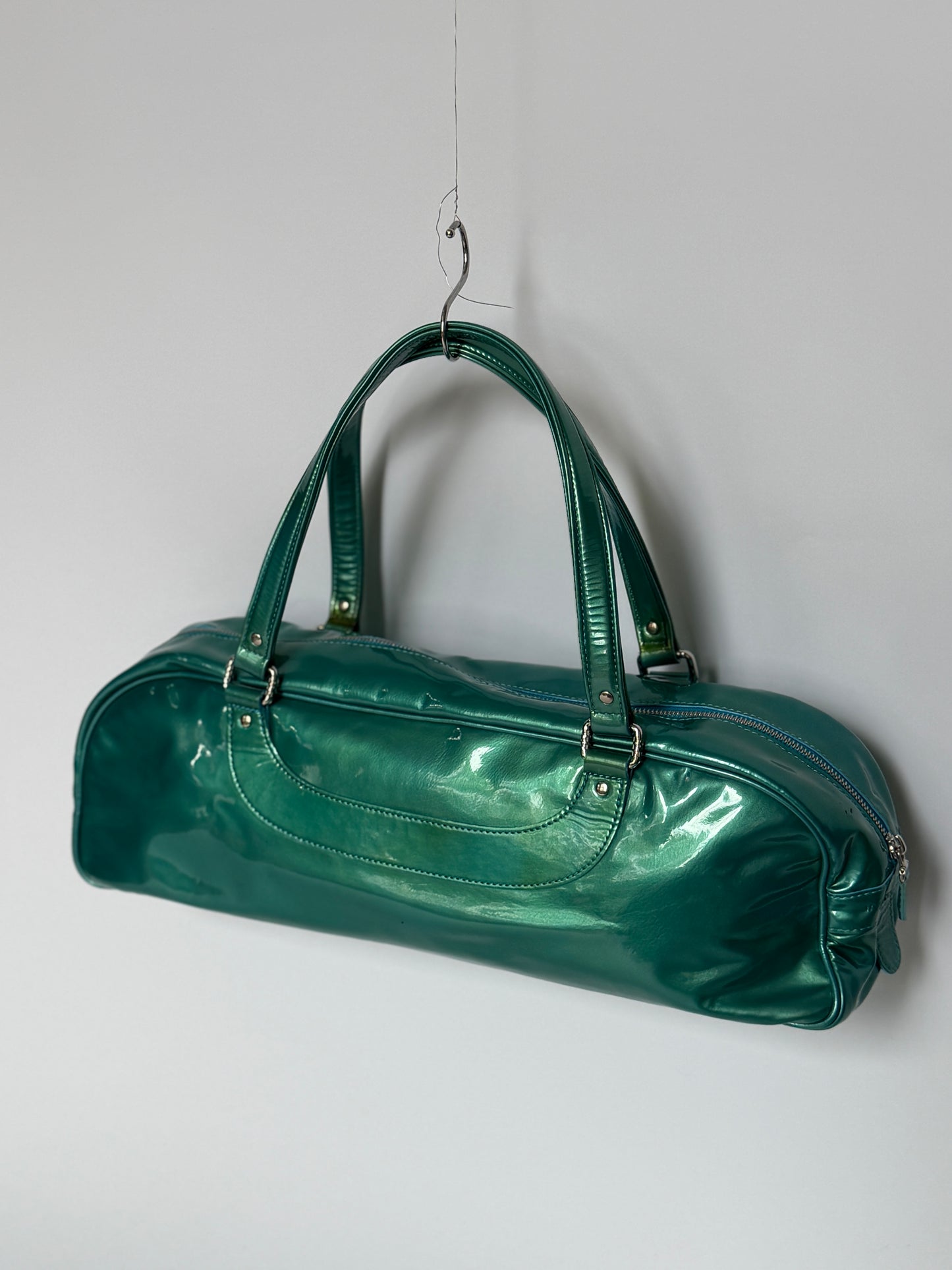 Metallic Aqua Patent Leather Bag