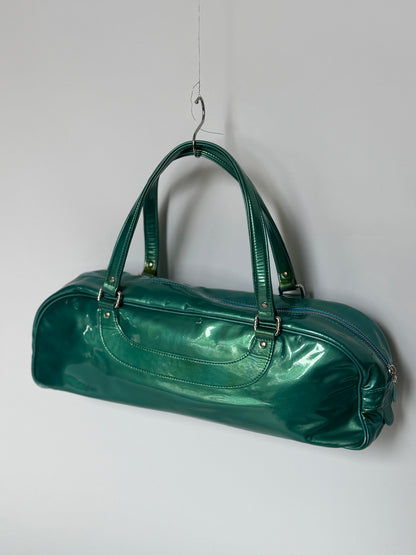 Metallic Aqua Patent Leather Bag