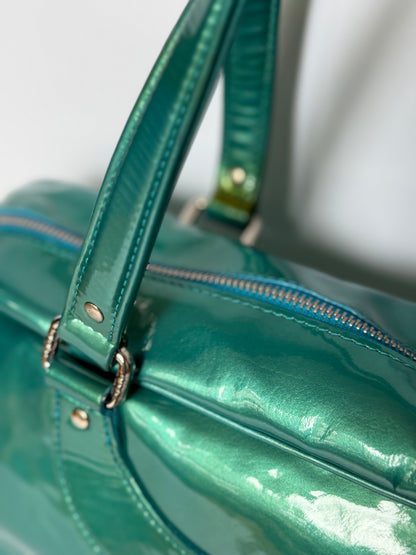 Metallic Aqua Patent Leather Bag