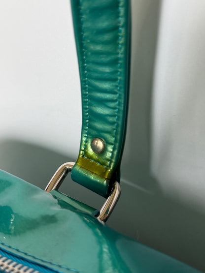 Metallic Aqua Patent Leather Bag