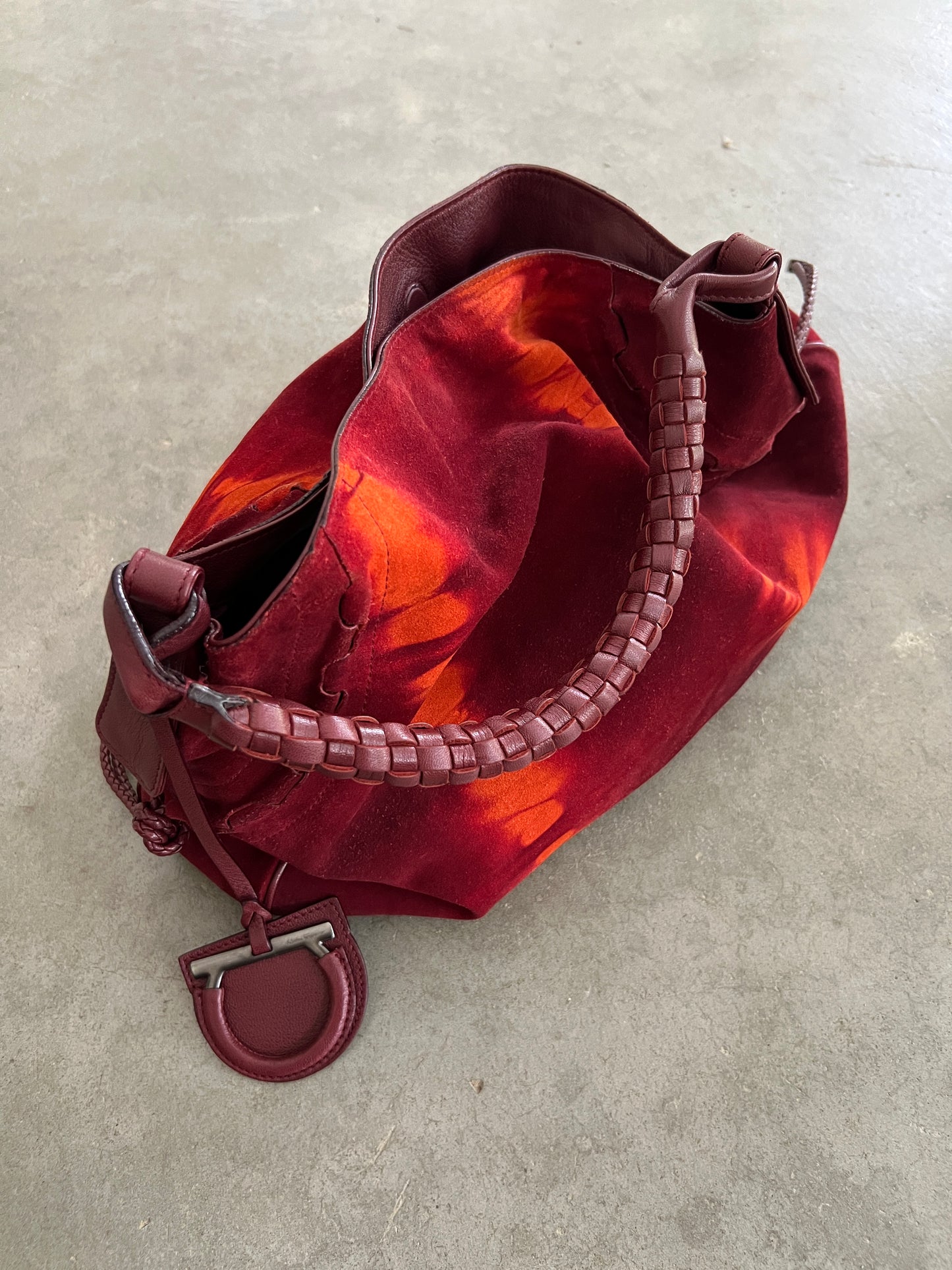 Ferragamo Tie-Dye Suede Gancini Hobo — Early 2000s