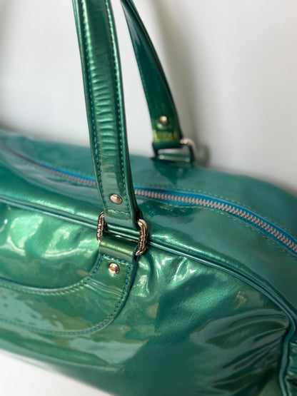 Metallic Aqua Patent Leather Bag