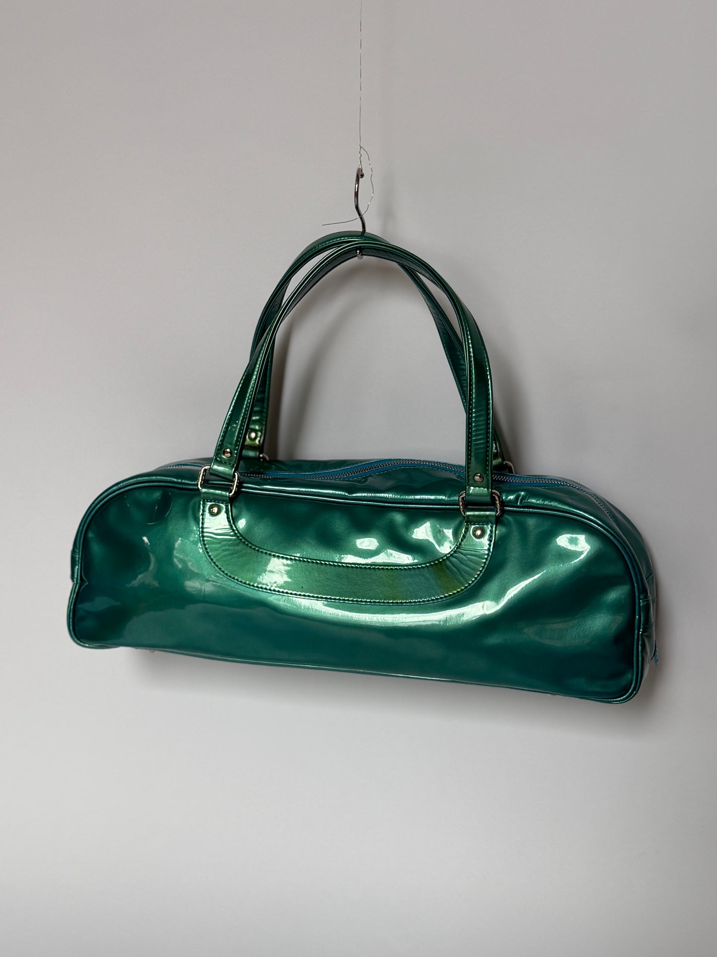Metallic Aqua Patent Leather Bag