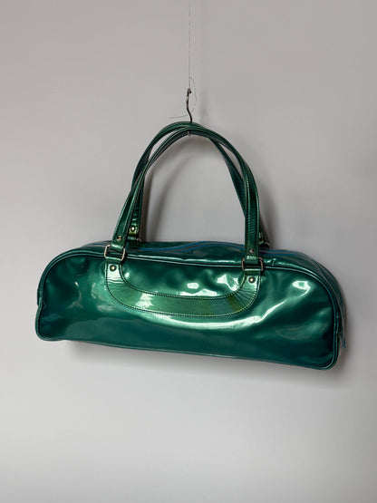 Metallic Aqua Patent Leather Bag