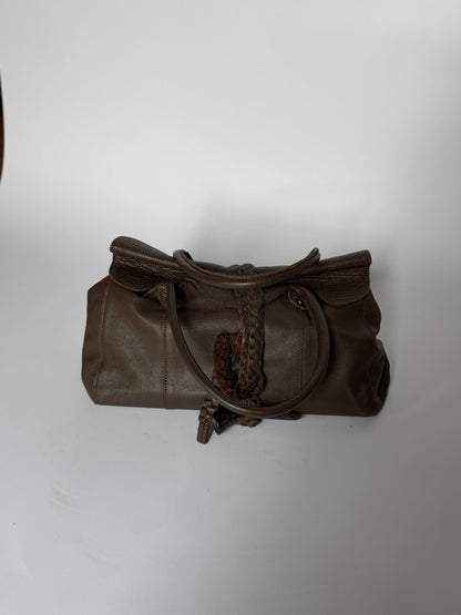 Dark Brown Leather Shoulder Bag — Horn Toggle