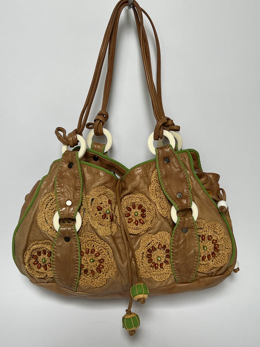 French Beaded Crochet Leather Bag