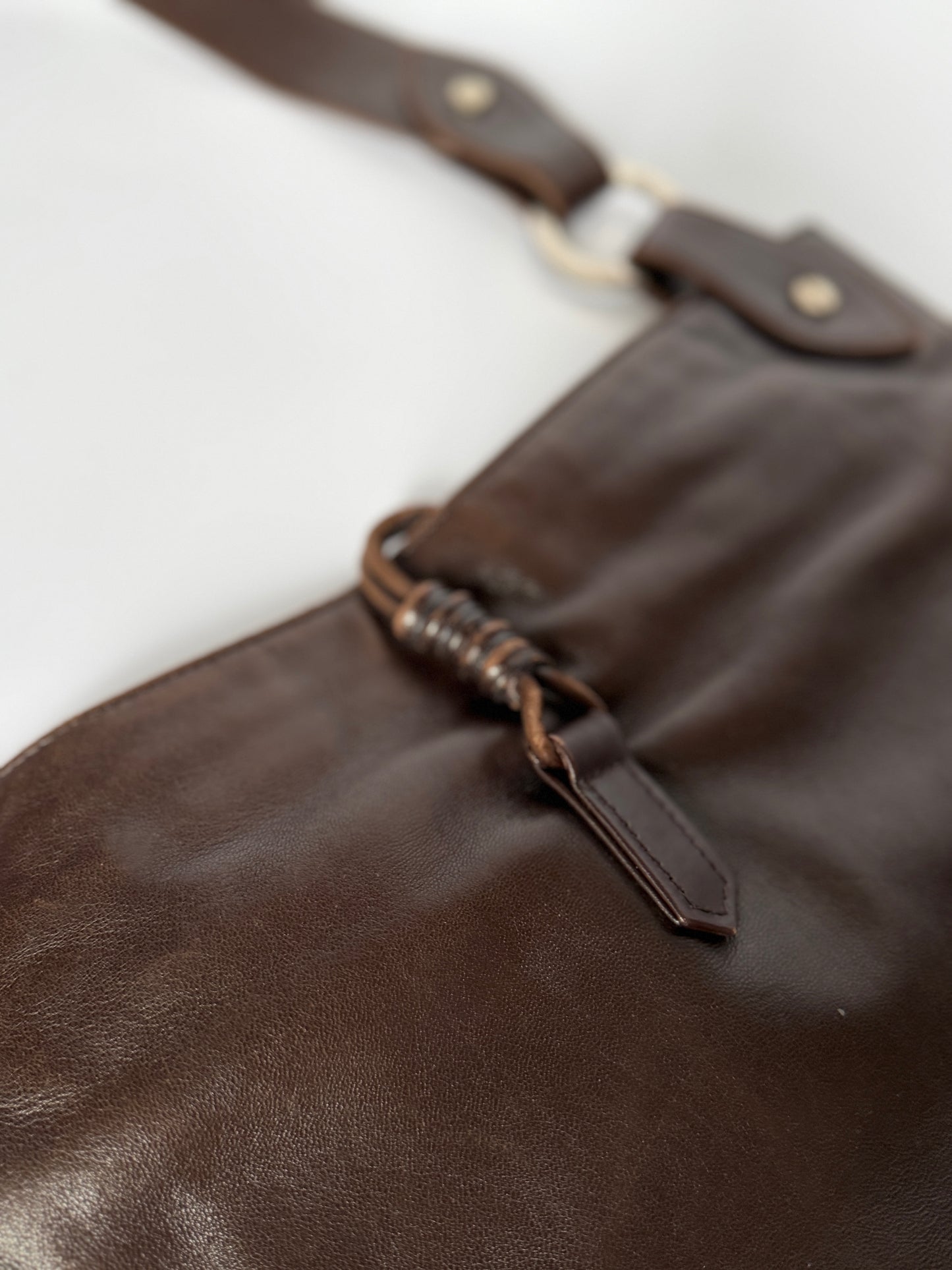 Valentino Garavani Dark Chocolate Leather Shoulder Bag